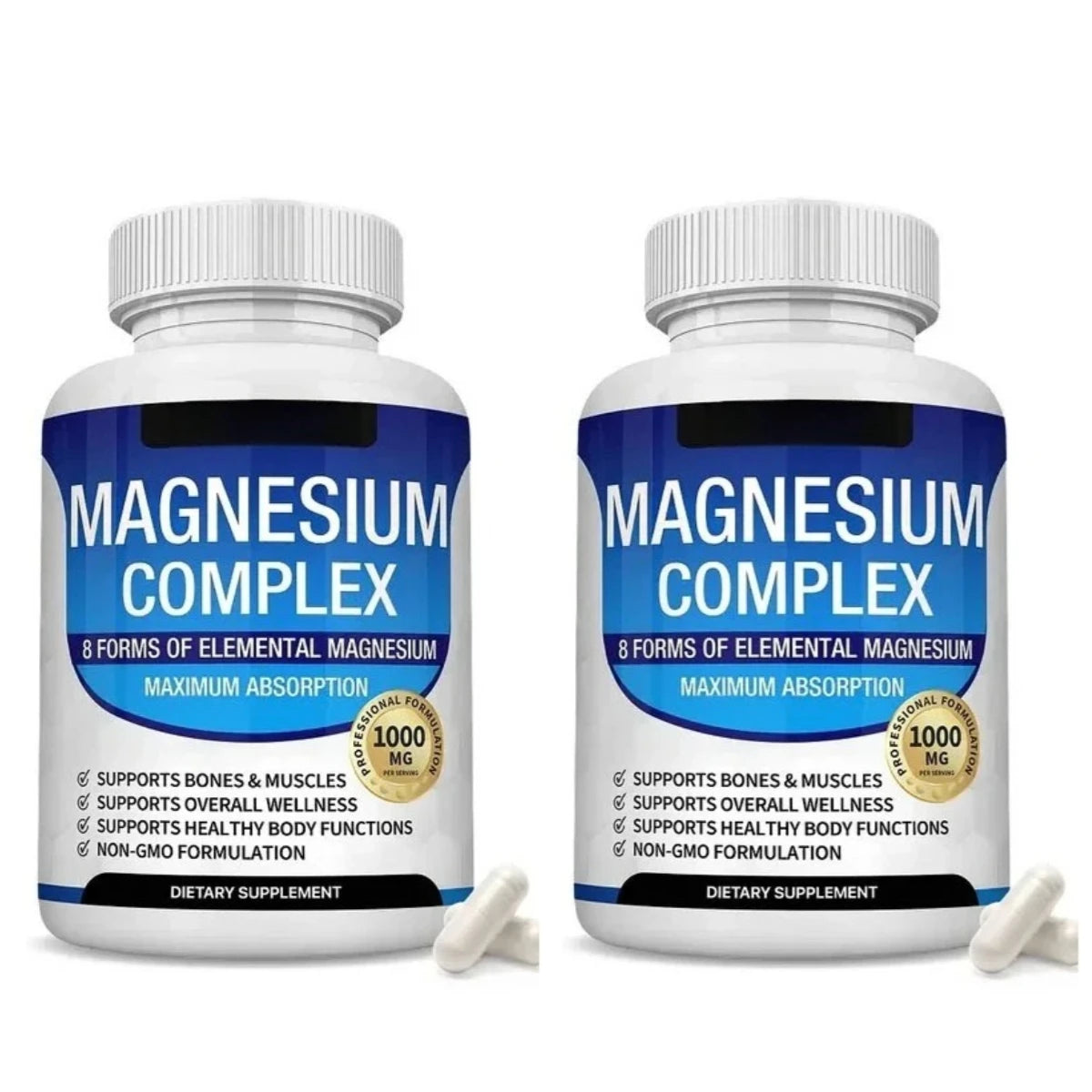 Magnesium Complex Capsule Contain Glycinate Citrate 1000Mg and Multiple Magnesium Daily Health Nutrition Supplement 90 Count