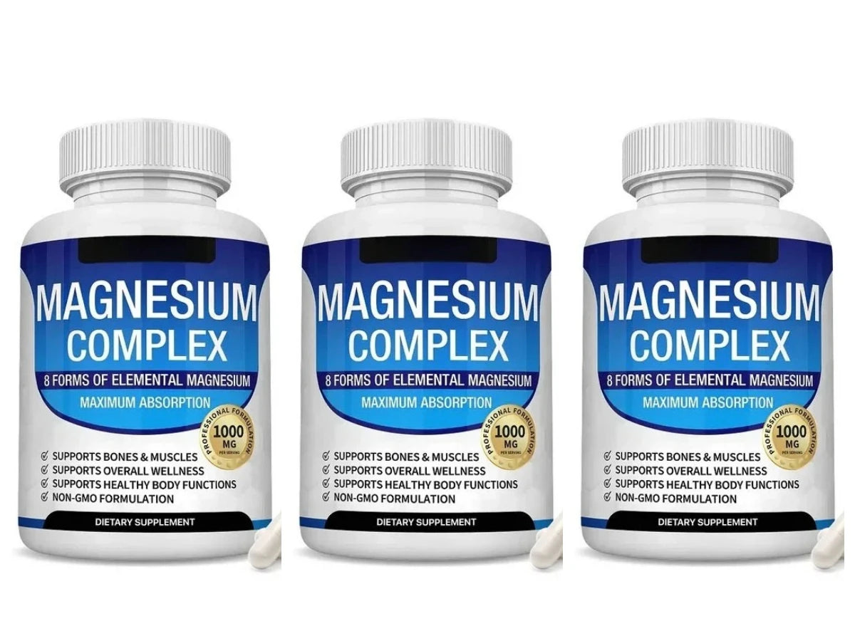 Magnesium Complex Capsule Contain Glycinate Citrate 1000Mg and Multiple Magnesium Daily Health Nutrition Supplement 90 Count