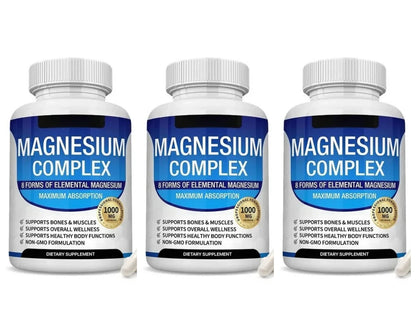 Magnesium Complex Capsule Contain Glycinate Citrate 1000Mg and Multiple Magnesium Daily Health Nutrition Supplement 90 Count