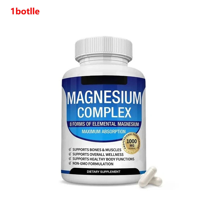 Magnesium Complex Capsule Contain Glycinate Citrate 1000Mg and Multiple Magnesium Daily Health Nutrition Supplement 90 Count