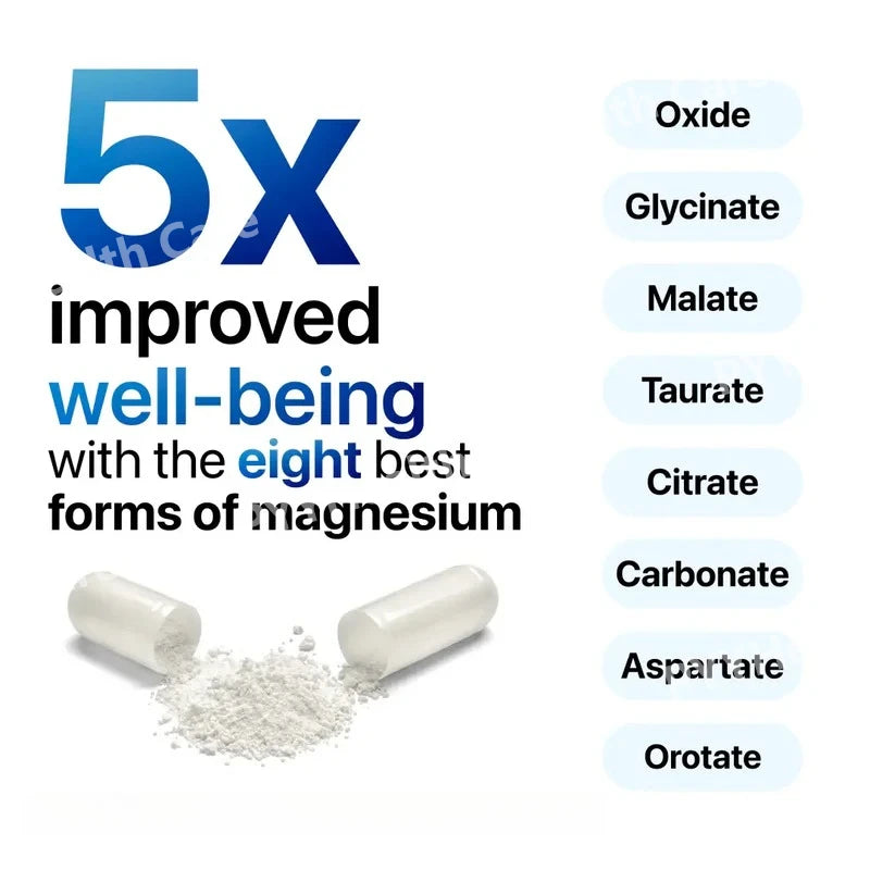 Magnesium Complex Capsule Contain Glycinate Citrate 1000Mg and Multiple Magnesium Daily Health Nutrition Supplement 90 Count